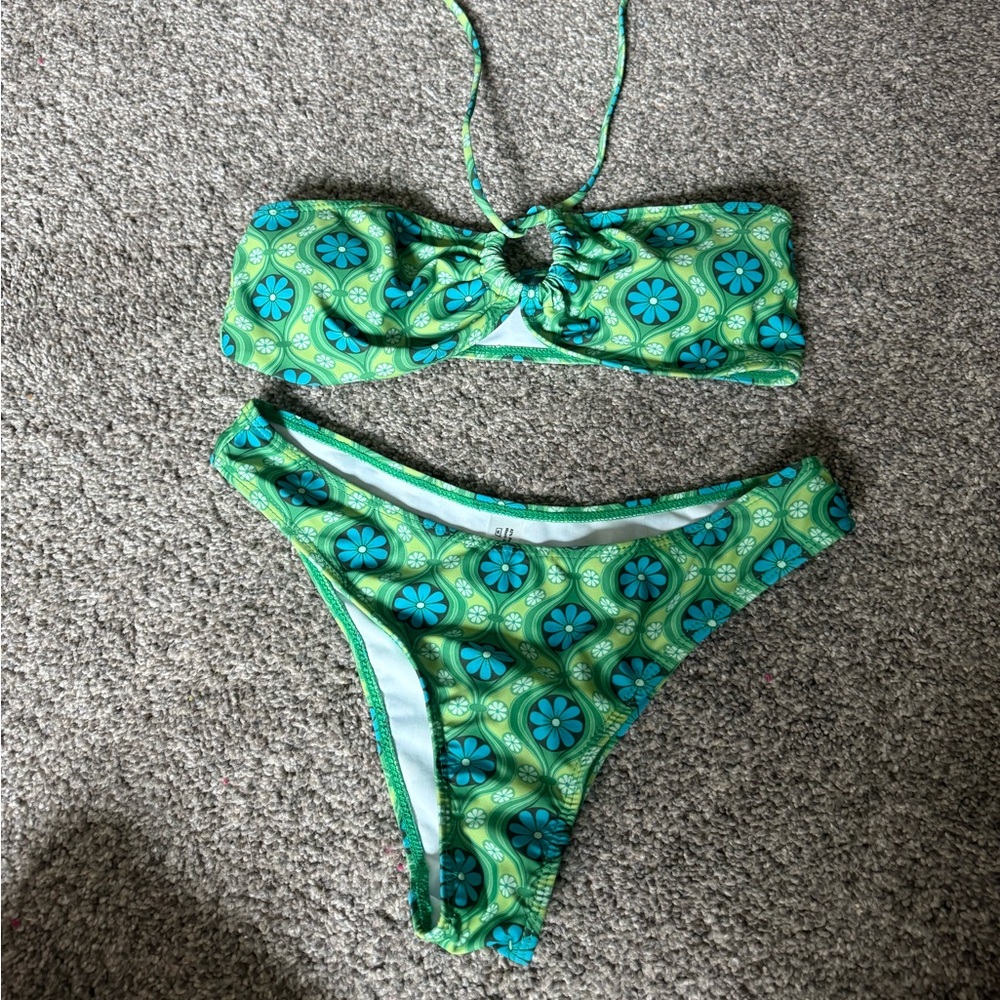 Green Floral Bikini Set